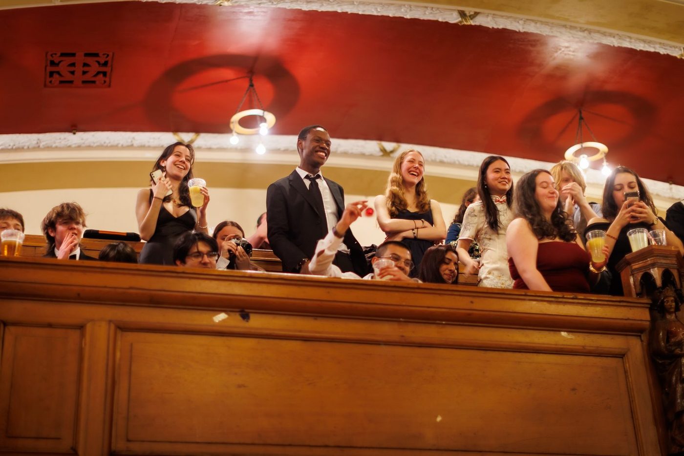 Members in the gallery of the Debating Hall at a union night
